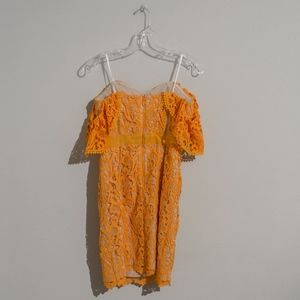 Adelyn Rae Dresses - Orange Off The Shoulder Lace Tube Dress Adelyn Rae Dresses - Orange Off The Shoulder Lace Tube Dress